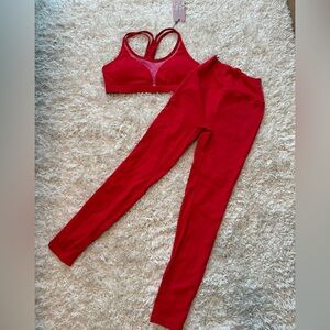 Noir Blanc red and pink  Activewear Set- leggings and sports bra